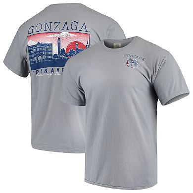 Men's Gray Gonzaga Bulldogs Team Comfort Colors Campus Scenery T-Shirt