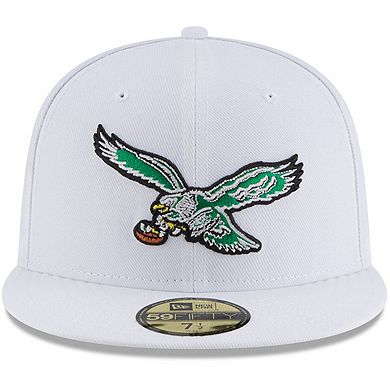 Men's New Era White Philadelphia Eagles Throwback Logo Omaha 59FIFTY Fitted Hat