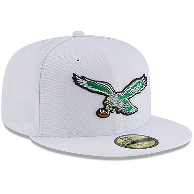 Men's New Era White Philadelphia Eagles Throwback Logo Omaha 59FIFTY Fitted Hat