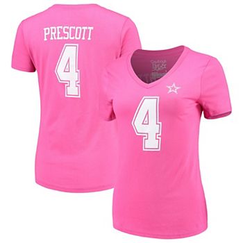 Women's Dak Prescott Pink Dallas Cowboys Player Name & Number V-Neck T-Shirt