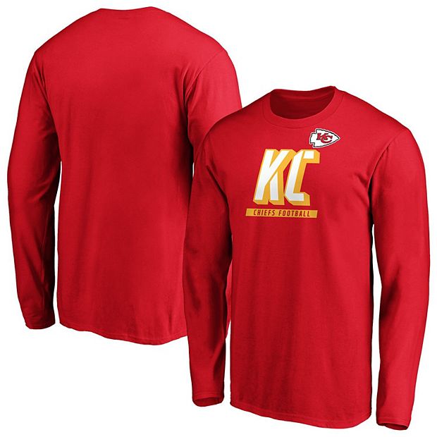 Men's Majestic Red Kansas City Chiefs Iconic Tricode Logo Long Sleeve T- Shirt