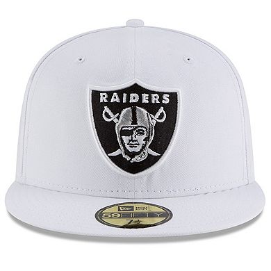 Men's New Era White Oakland Raiders Team Logo Omaha 59FIFTY Fitted Hat