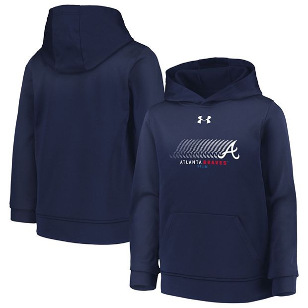 Youth Under Armour Navy Atlanta Braves Hooded Armour Fleece Pullover