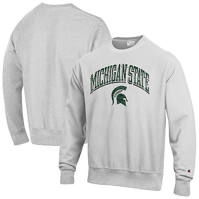 Men's Champion Gray Michigan State Spartans Arch Over Logo Reverse Weave Pullover Sweatshirt