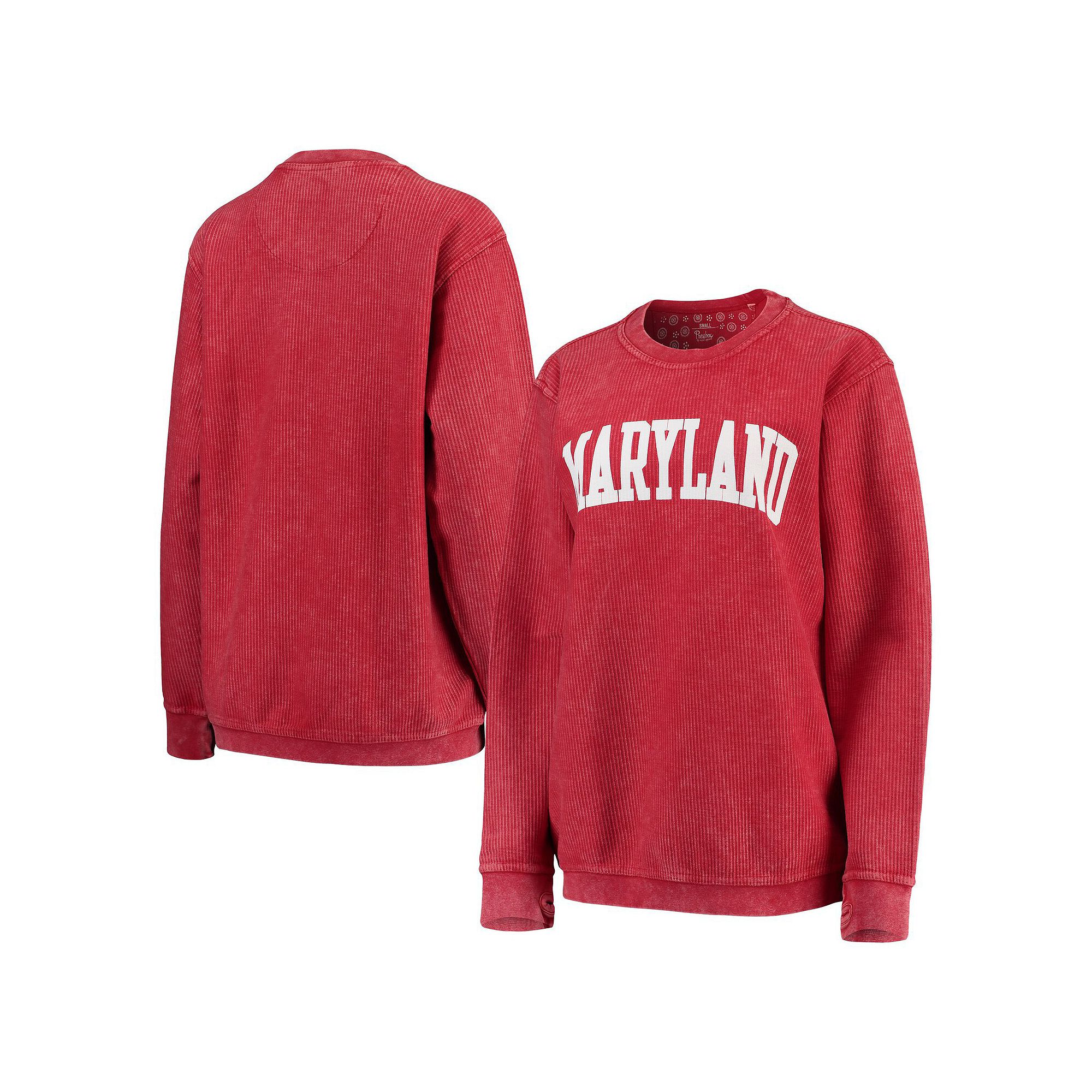 Womens Pressbox Red Maryland Terrapins Comfy Cord Vintage Wash Basic Arch 