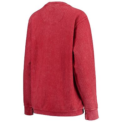 Women's Pressbox Red Maryland Terrapins Comfy Cord Vintage Wash Basic Arch Pullover Sweatshirt