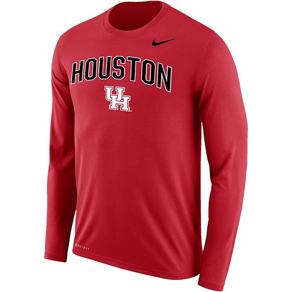 Men's Nike Red Houston Cougars Arch Over Logo Long Sleeve T-Shirt