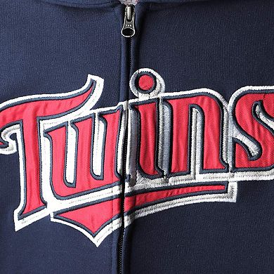 Youth Navy Minnesota Twins Team Color Wordmark Full-Zip Hoodie