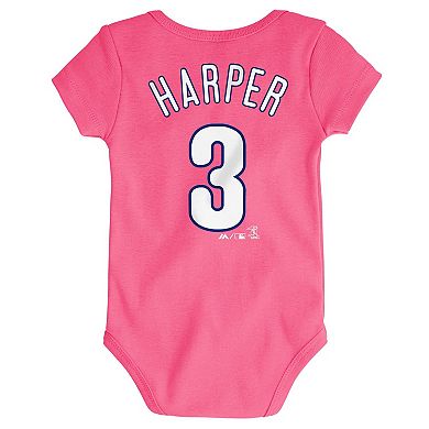 Bryce Harper Philadelphia Phillies Majestic Newborn & Infant Baby Slugger Name & Number Bodysuit - Pink