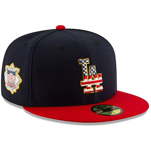 Men's Los Angeles Dodgers New Era Navy 2018 Stars & Stripes 4th of July  On-Field Low Profile 59FIFTY Fitted Hat