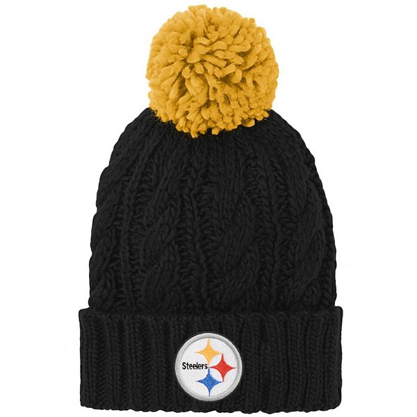 Girls Youth Black Pittsburgh Steelers Team Cable Cuffed Knit Hat