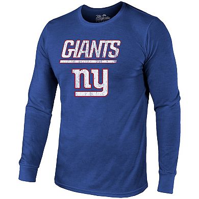 New York Giants Majestic Threads Lockup Tri-Blend Long Sleeve T-Shirt - Royal