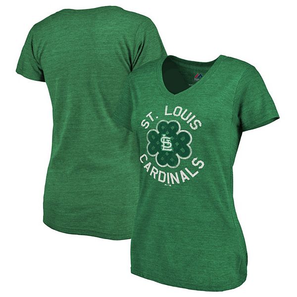 Women's Majestic Kelly Green St. Louis Cardinals 2019 St. Patrick's Day  Luck Tradition V-Neck T-Shirt