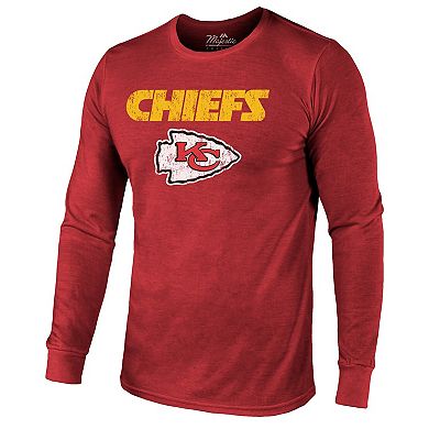 Kansas City Chiefs Majestic Threads Lockup Tri-Blend Long Sleeve T-Shirt - Red