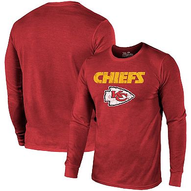 Kansas City Chiefs Majestic Threads Lockup Tri-Blend Long Sleeve T-Shirt - Red