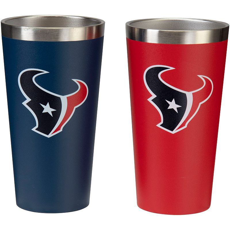 Houston Texans Team Color 2-Pack Stainless Steel Pint Glass, Multicolor