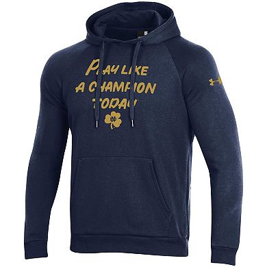 Men's Under Armour Navy Notre Dame Fighting Irish Play Like A Champion Today All Day Raglan Fleece Hoodie