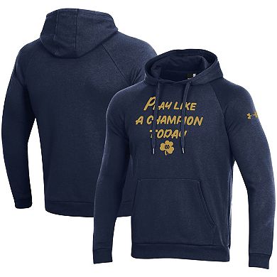 Men's Under Armour Navy Notre Dame Fighting Irish Play Like A Champion Today All Day Raglan Fleece Hoodie