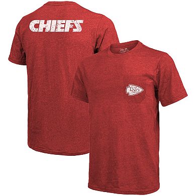 Kansas City Chiefs Majestic Threads Tri-Blend Pocket T-Shirt - Heathered Red