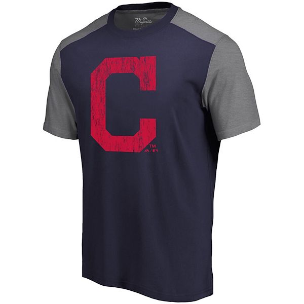 Men's Majestic Threads Navy/Gray Cleveland Indians Color Blocked