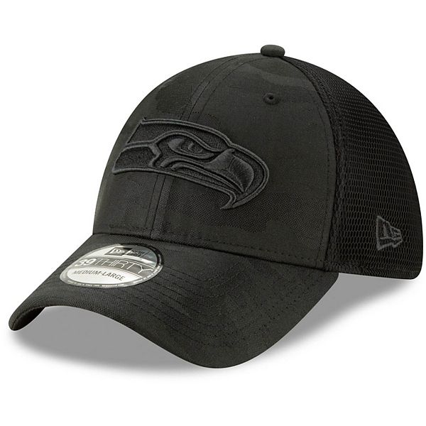 Men's New Era Black Seattle Seahawks Camo Front Neo 39THIRTY Flex Hat