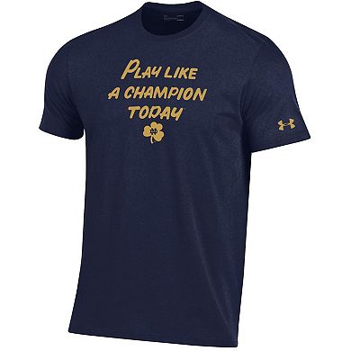 Men's Under Armour Heathered Navy Notre Dame Fighting Irish Play Like A Champion Today Cotton Performance T-Shirt