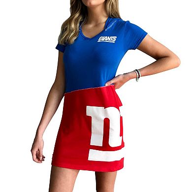 Women's Refried Apparel Royal/Red New York Giants Sustainable Hooded Mini Dress