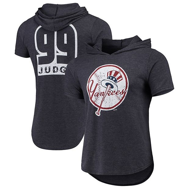 Aaron Judge New York Yankees Majestic Threads Softhand Short Sleeve Player Hoodie T-Shirt - Navy Size: Small