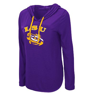Women's Colosseum Purple LSU Tigers My Lover Lightweight Hooded Long Sleeve T-Shirt