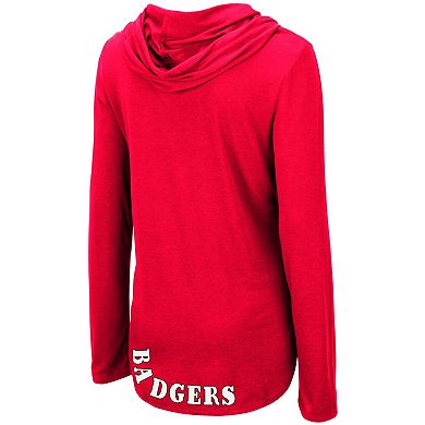 Women's Colosseum Red Wisconsin Badgers My Lover Lightweight Hooded Long Sleeve T-Shirt