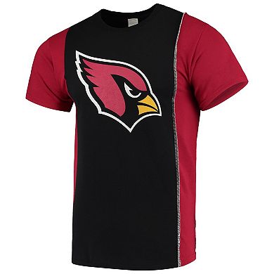 Men's Refried Apparel Black/Cardinal Arizona Cardinals Sustainable Upcycled Split T-Shirt