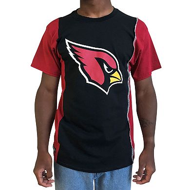 Men's Refried Apparel Black/Cardinal Arizona Cardinals Sustainable Upcycled Split T-Shirt