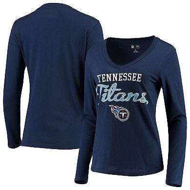 Women's G-III 4Her by Carl Banks Navy Tennessee Titans Post Season Long Sleeve V-Neck T-Shirt