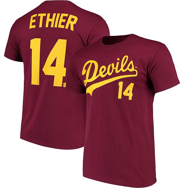 Women's Original Retro Brand Andre Ethier Maroon Arizona State Sun Devils  Name & Number V-Neck T-Shirt