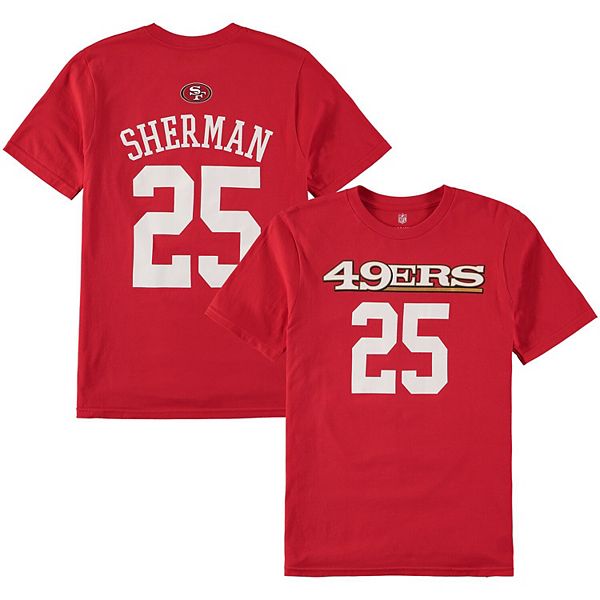 Youth Richard Sherman Scarlet San Francisco 49ers Mainliner Player Name &  Number T-Shirt