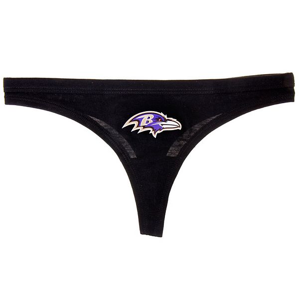 Women's Concepts Sport Black Baltimore Ravens Solid Logo Thong