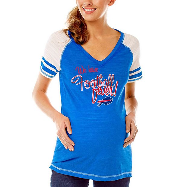 Women's Soft as a Grape Royal Buffalo Bills Maternity Football Fever V-Neck  T-Shirt