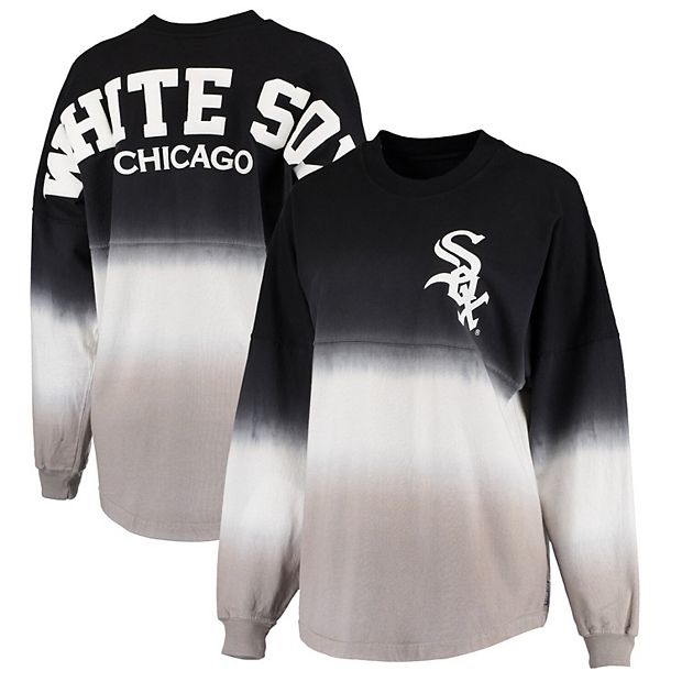 Women's Black Chicago White Sox Oversized Long Sleeve Ombre Spirit Jersey T- Shirt