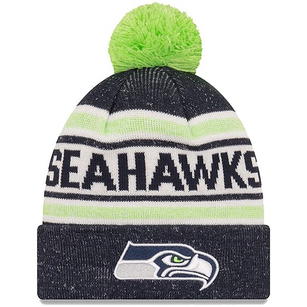 Youth Navy Seattle Seahawks Tailgate Cuffed Knit Hat with Pom