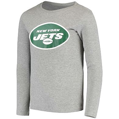 Youth Heathered Gray New York Jets Long Sleeve T-Shirt & Pants Sleep Set