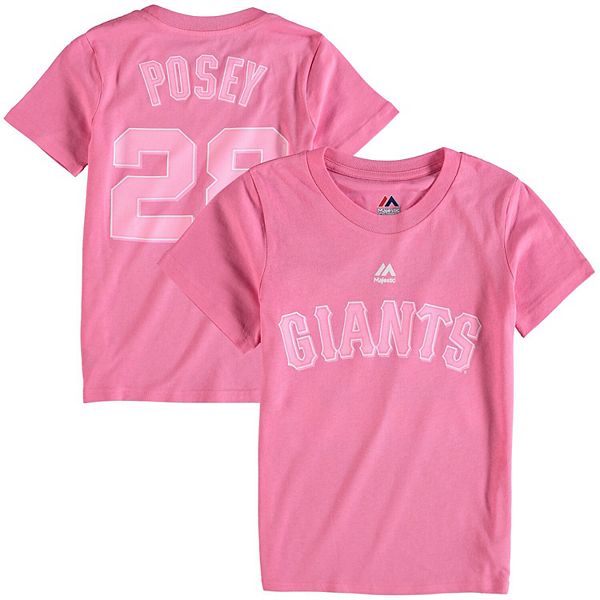 Girls Youth New Era Pink San Francisco Giants Jersey Stars V-Neck T-Shirt