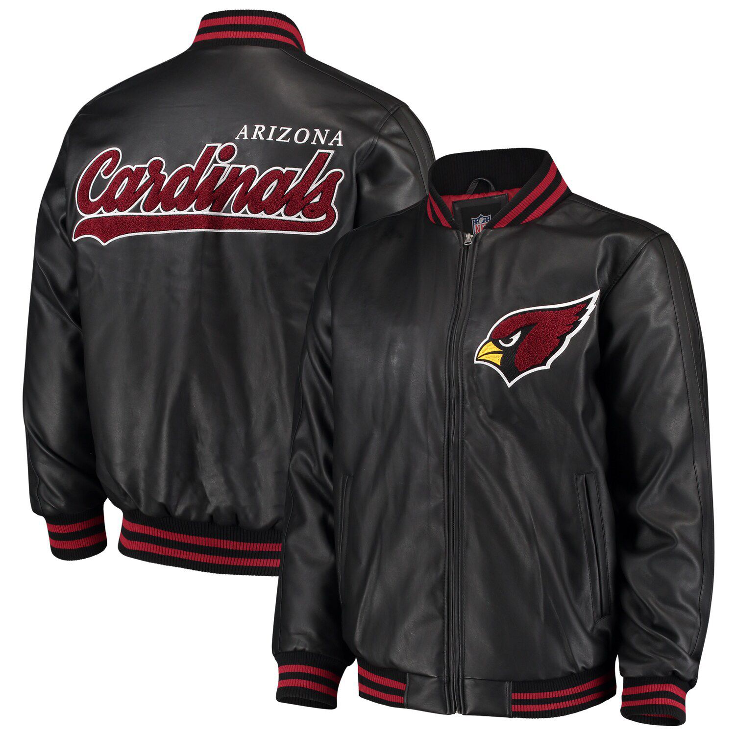 Bundesliga Arizona Cardinals Logo Brown Black Leather Jacket - Freedomdesign