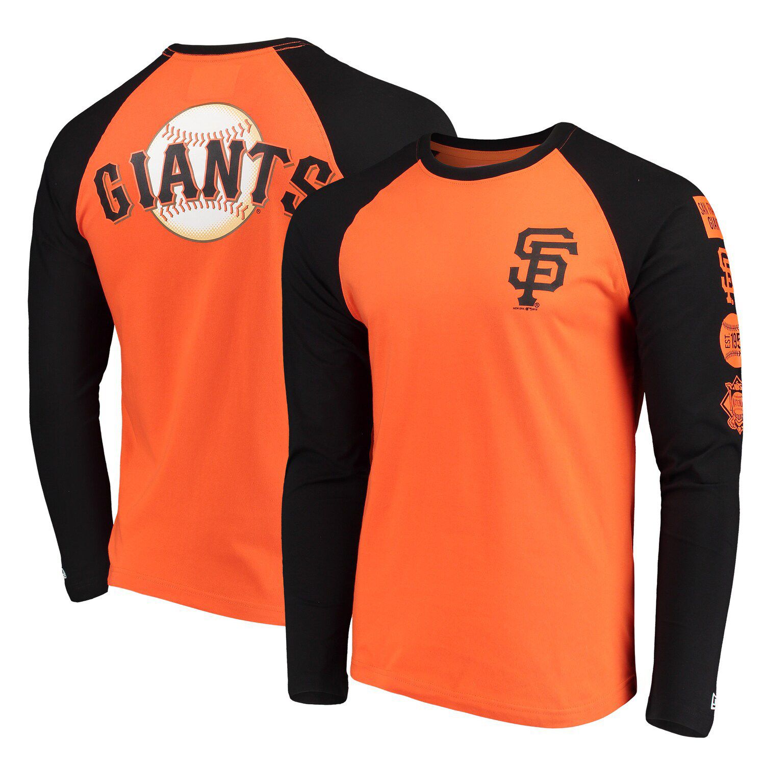 black and orange raglan shirt