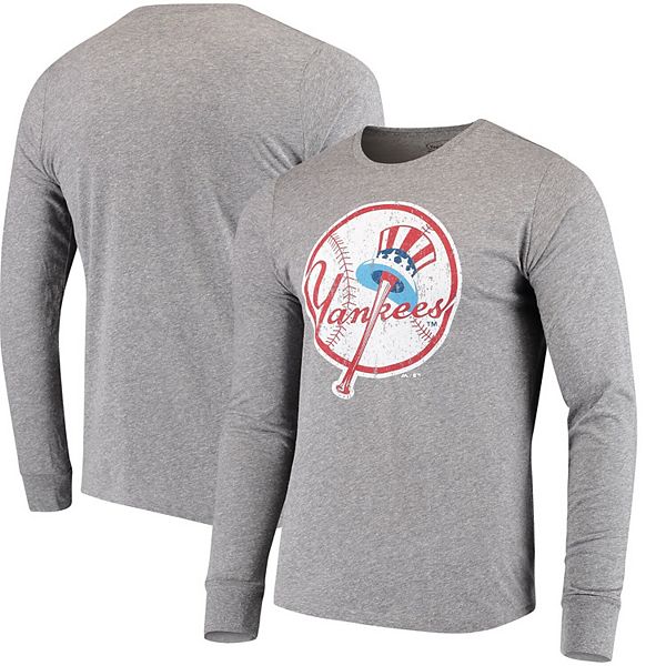 MAJESTIC New York Yankees Split Script MLB Long-Sleeve Tee – #OVERFLOW