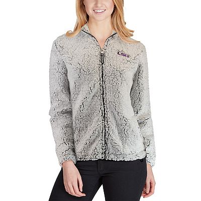 Women s Heathered Gray LSU Tigers Sherpa Full Zip Jacket