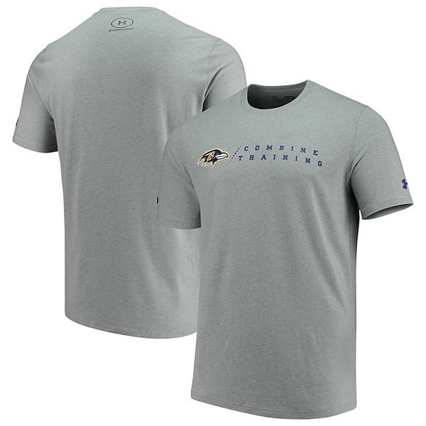 Men's Under Armour Heathered Gray Baltimore Ravens Combine Authentic Team  Logo Training Tri-Blend Performance T-Shirt