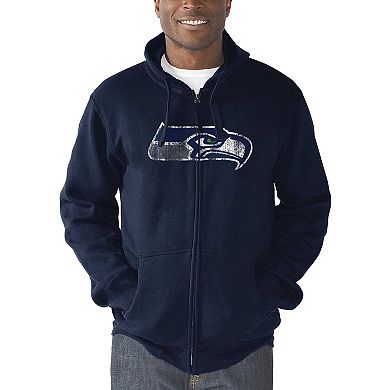 Men's G-III Sports by Carl Banks College Navy Seattle Seahawks Primary Logo Full-Zip Hoodie