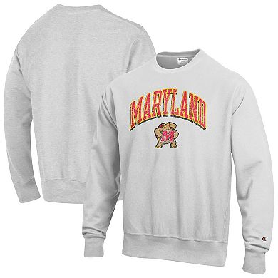 Men's Champion Gray Maryland Terrapins Arch Over Logo Reverse Weave Pullover Sweatshirt