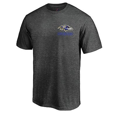 Men's Majestic Heathered Charcoal Baltimore Ravens Iconic Diamond Scroll T-Shirt