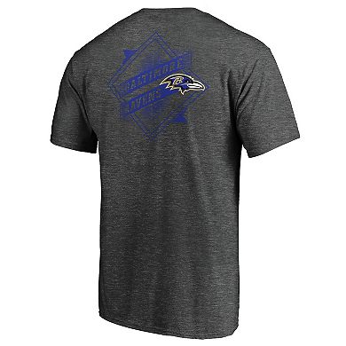 Men's Majestic Heathered Charcoal Baltimore Ravens Iconic Diamond Scroll T-Shirt